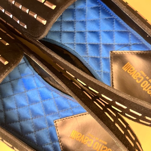 ROBERTO CAVALLI Elegant Black Leather Slip-On Loafers with Cushioned Insole - Picture 4 of 13